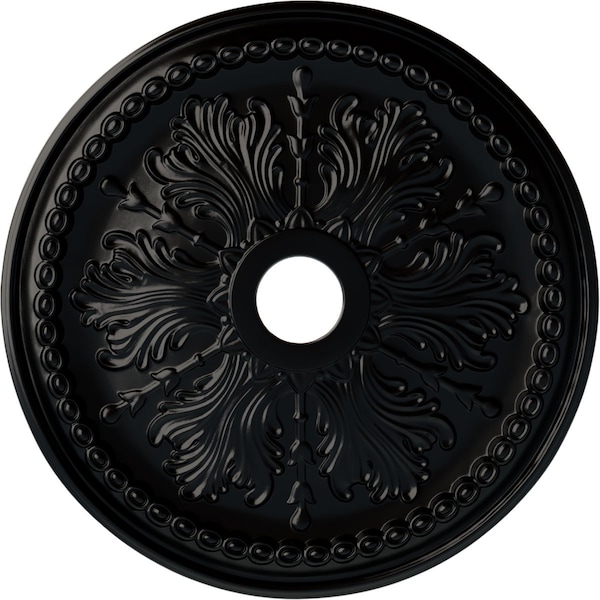 Ekena Millwork Winsor Ceiling Medallion (Fits Canopies up to 4"), Hnd-Painted Jet Black, 27 1/2"OD x 4"ID x 1 1/2"P CM27WIBLF - main